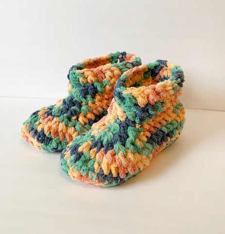 Solid Color Crochet Bootie Slippers - Adult Women's