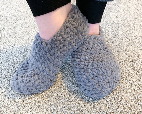 Solid Color Soft Crochet Slippers - Toddler's